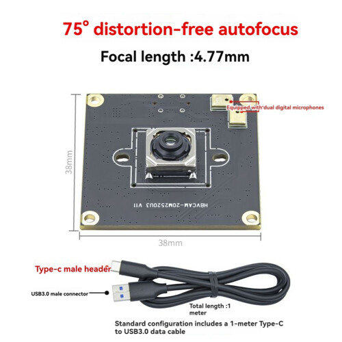 20MP USB Webcam with IMX230 Sensor 5344x4016 Resolution Industrial Camera Module for Streaming Video Conferencing A 2