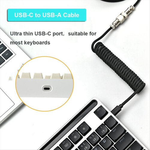 Mechanical Keyboard Adapter Coiled Cable TypeC Phone Charging Cord USB Aviation Connector Wire for Desktop PC,C 2