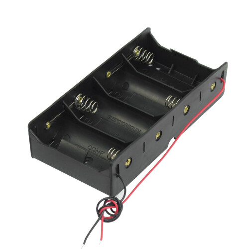 Black 4 x 1.5V D Battery Holder Storage Case Box w Wire Leads 1