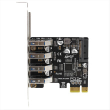 PCIe to 4 Port USB3.0 HUB+ 15Pin Power 5Gbps PCI Express Expansion Card USB 3.0 Adapter for 2U/4U Case Desktop
