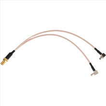 8 inch SMA Female to Y type 2 X TS9 Angle Male Connector Splitter Combiner Cable,gold&silver