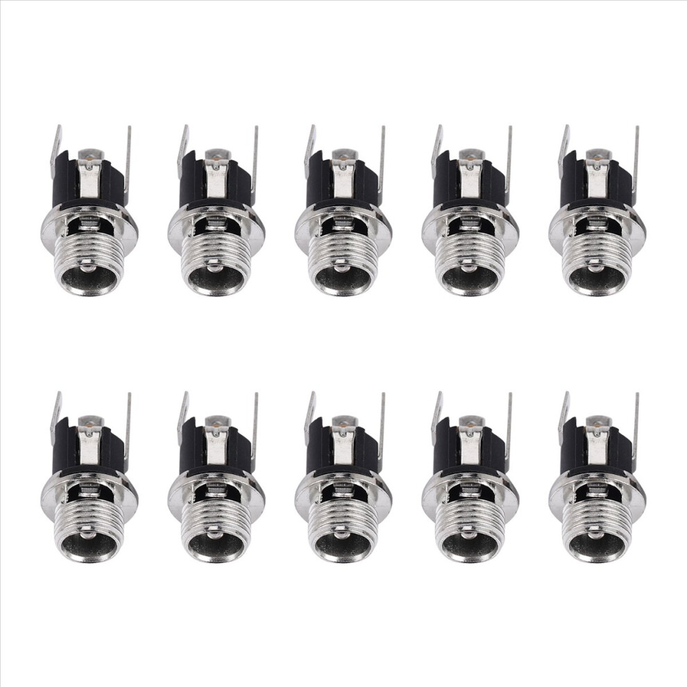 10Pcs Dc Power Supply Jack Socket Female Panel Mount Connector 5.5X2.1mm New 4853013938596