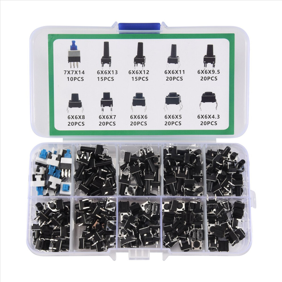 10 Kinds Values 180Pcs Tactile Push Button Switch Micro-Trigger Mini Momentary Tact Assortment 4853013938121
