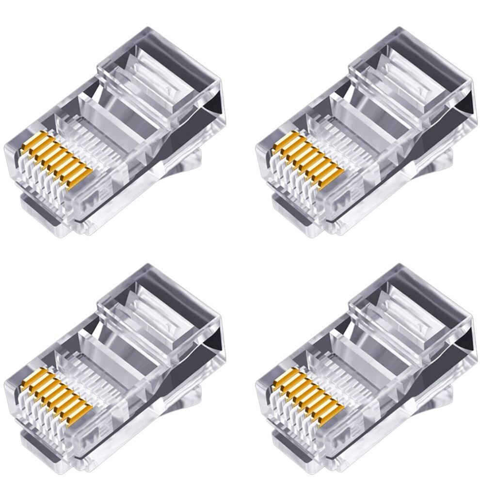 Photos - Ethernet Cable 100Pcs RJ45 Connector 6U Gold Plated Pass Through Module Plug Network RJ-45 Crystal Heads Cat5 Cat5E