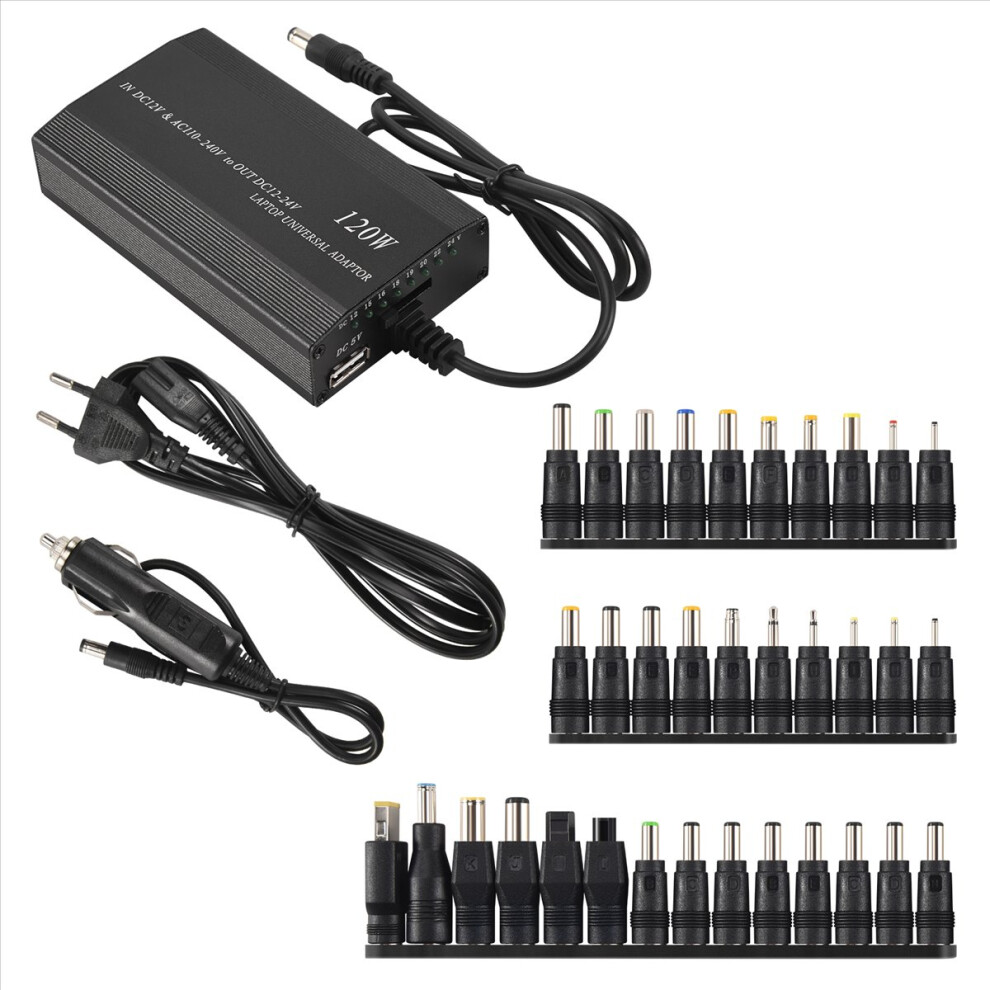 Saudism Universal 120W 34 Tips Car Home Charger Power Supply Adapter For Laptop Notebook Eu Plug