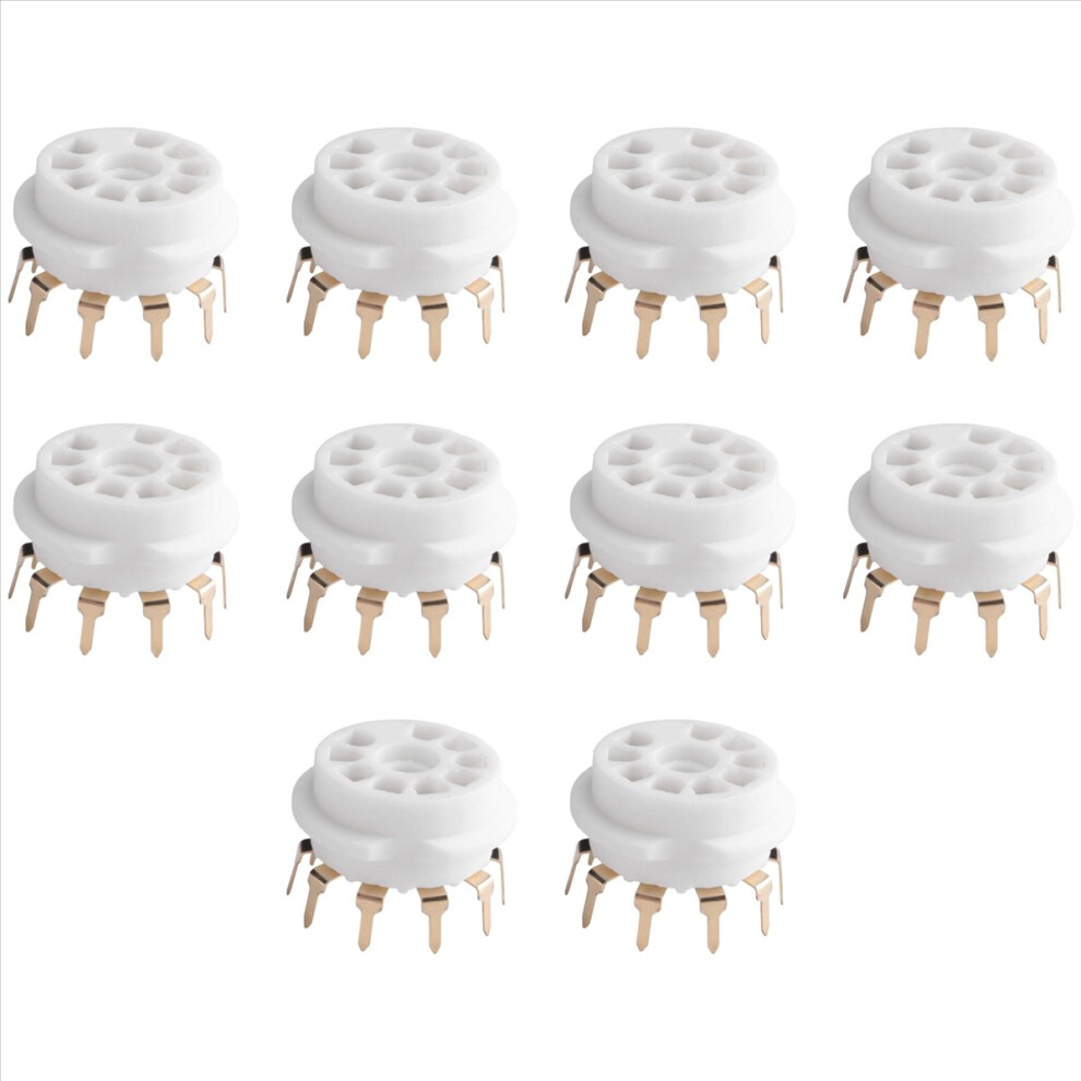 10Pcs Pcb 9Pin Ceramic B9a Vacuum Tube Socket Audio Hifi Diy Amps For 12Ax7 12Au7 12At7 Ecc81 Ecc82 Ecc83 -Plated Golden 4853013951502