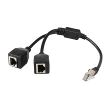 RJ45 Ethernet Splitter Cable,1 Male to 2 Female Connector Cable Suitable Cat5, Cat6 LAN Socket Adapter
