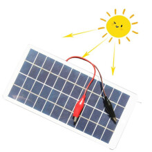5W 12V Polysilicon Solar Panel Outdoor Portable Waterproof Charging with Clips Can Charge 9-12V Battery