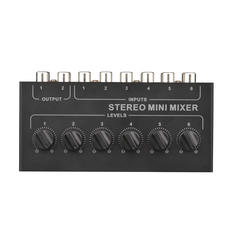Stereo 6-Way Passive Mixer Portable Audio 6 In 2 Out Distributor Volume Control No Battery Required 4853013959171