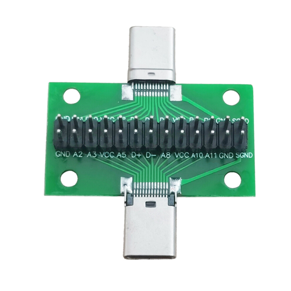 Male To Female Type C Test Pcb Board Universal With Usb 3.1 Port 20.6X36.2mm Pins Green 4853013965608