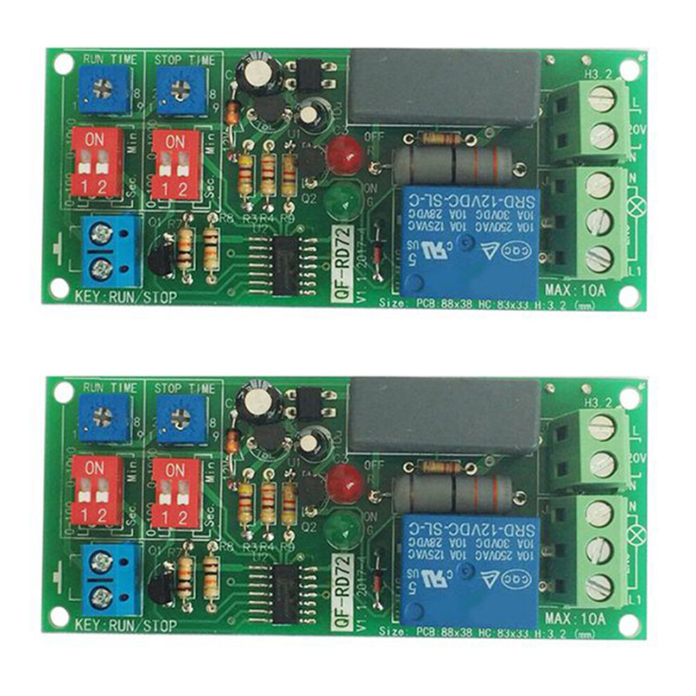 2Pcs Dual Time Adjustable Cycle Delay Timing Relay Repeat On Off Switch Infinite Loop Timer Module Ac 100V 110V 240V 4853013965301