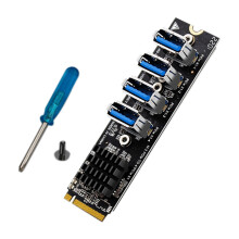 M.2 M-Key Pcie Expansion Cards to Pci-E X1 4 Port USB3.0 Graphics Card Adapter ASM1184E