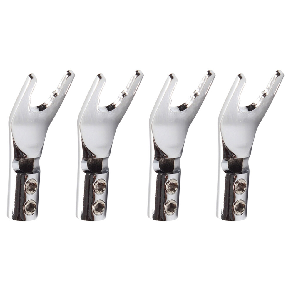 4 Pcs Audio Jack Y Banana Plug Solder Wire Connector Plated Copper Screw Fork Hifi Speaker Spade 4853013968739