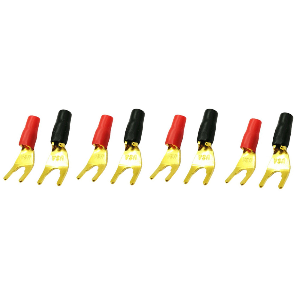 8Pcs/4Pairs "Y" "U" Spade Banana Connectors Plated Solderless Fork Speaker Plug Adapter Gold 4853013968791