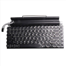 Retro Typewriter Keyboard Wireless Bluetooth USB Mechanical Punk Keycaps for Desktop PC/Laptop/Phone-Black