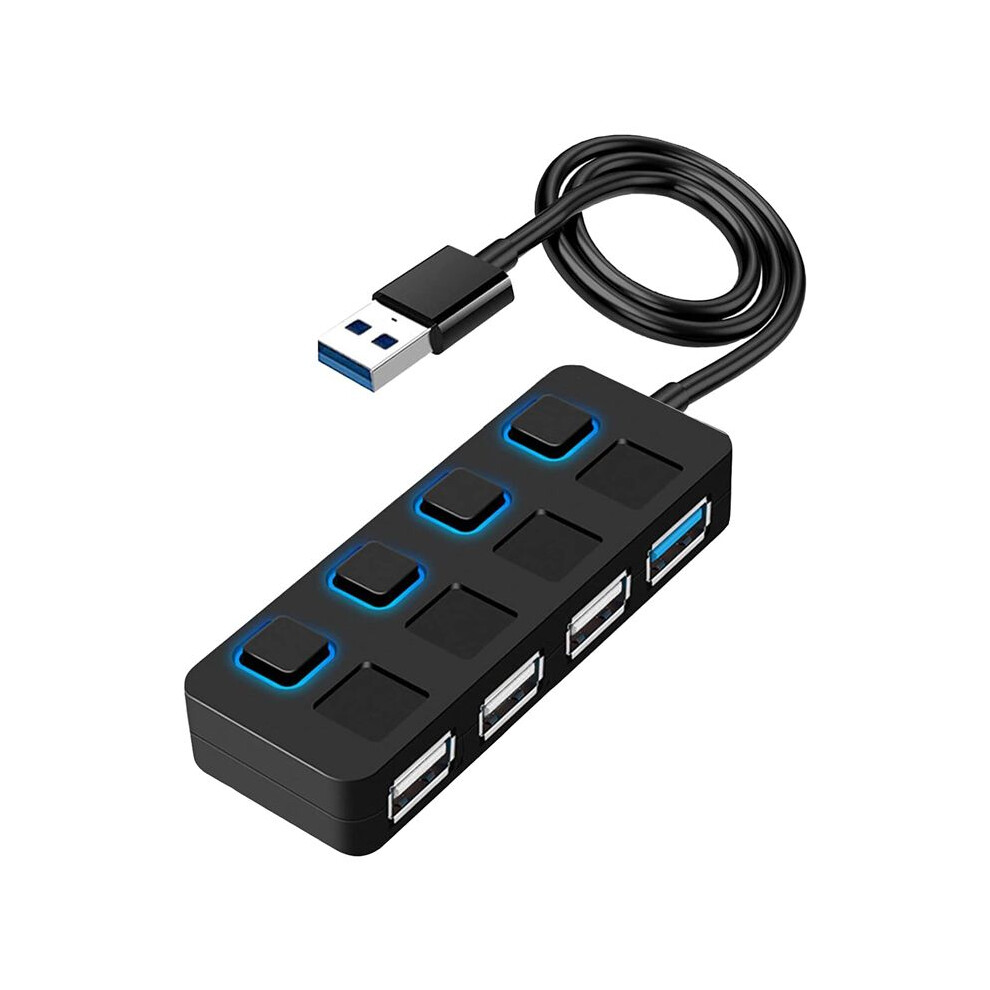 4 Ports Usb 3.0 Hub With Individual Led Lit Power Switches Hub Adapter Expander Multi Splitter For Pc 4853013976796
