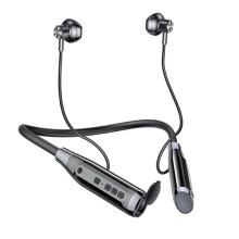 A12 Neck-Mounted Bluetooth 5.0 Headset Long Standby Wireless Pluggable Graphics Semi-In-Ear Black