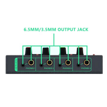 6 Channels Stereo Headphone Amplifier Mini Portable Earphone Splitter Low-Noise Audio Mixer for Recording Studio,Green
