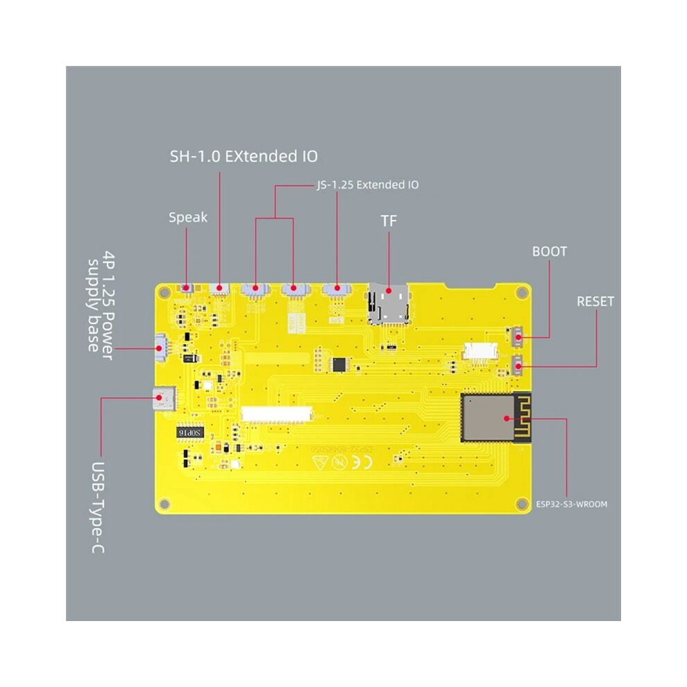 Esp32-S3 7-Inch 800X480 Tn Rgb Lcd Tft Hmi 8M Psram 16M Flash Smart Display Mcu Wifi Bluetooth Module (With Touch) 4853013985651