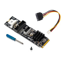 M.2 PCI E To USB3.0 TYPE-C+19/20P Interface Expansion Card Graphic Video Extender M2 PCI-E Transfer Mining Riser