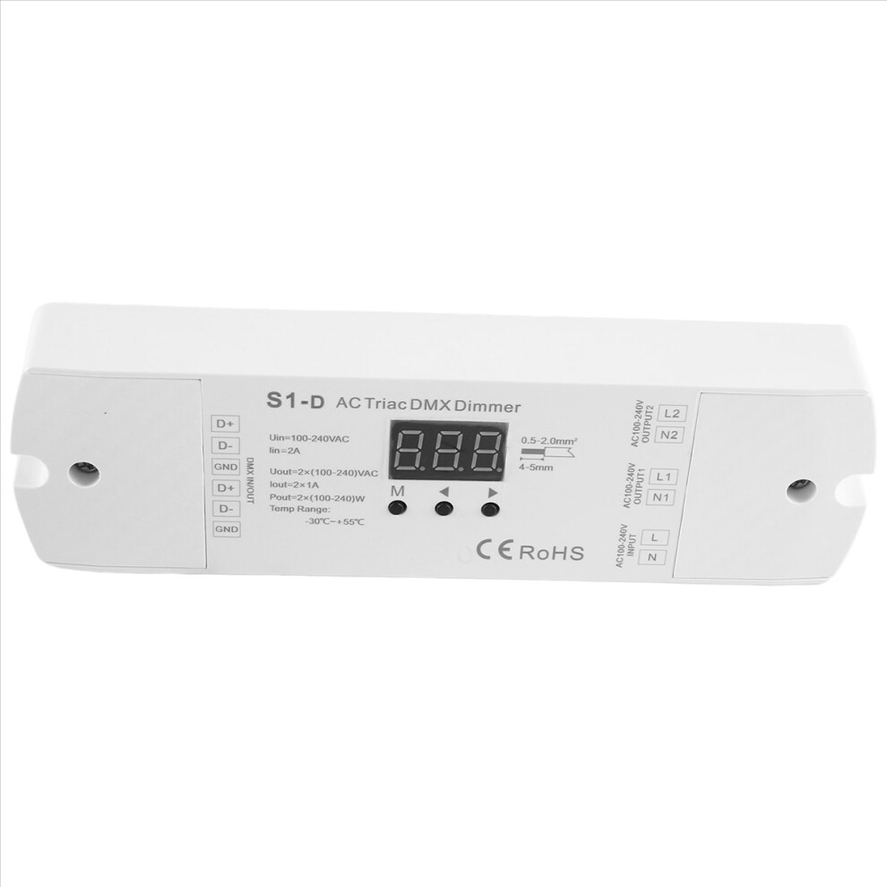Ac100v - 240V 288W 2Ch Triac Led Dimmer, Dual Channel Output Silicon Dmx512 Led Controller Digital Display S1-D 4853013996237