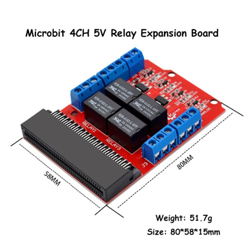 Microbit 4 Channel Relay Module Shield 5V High Trigger Programming Educational Kids Teaching Expansion Board 2