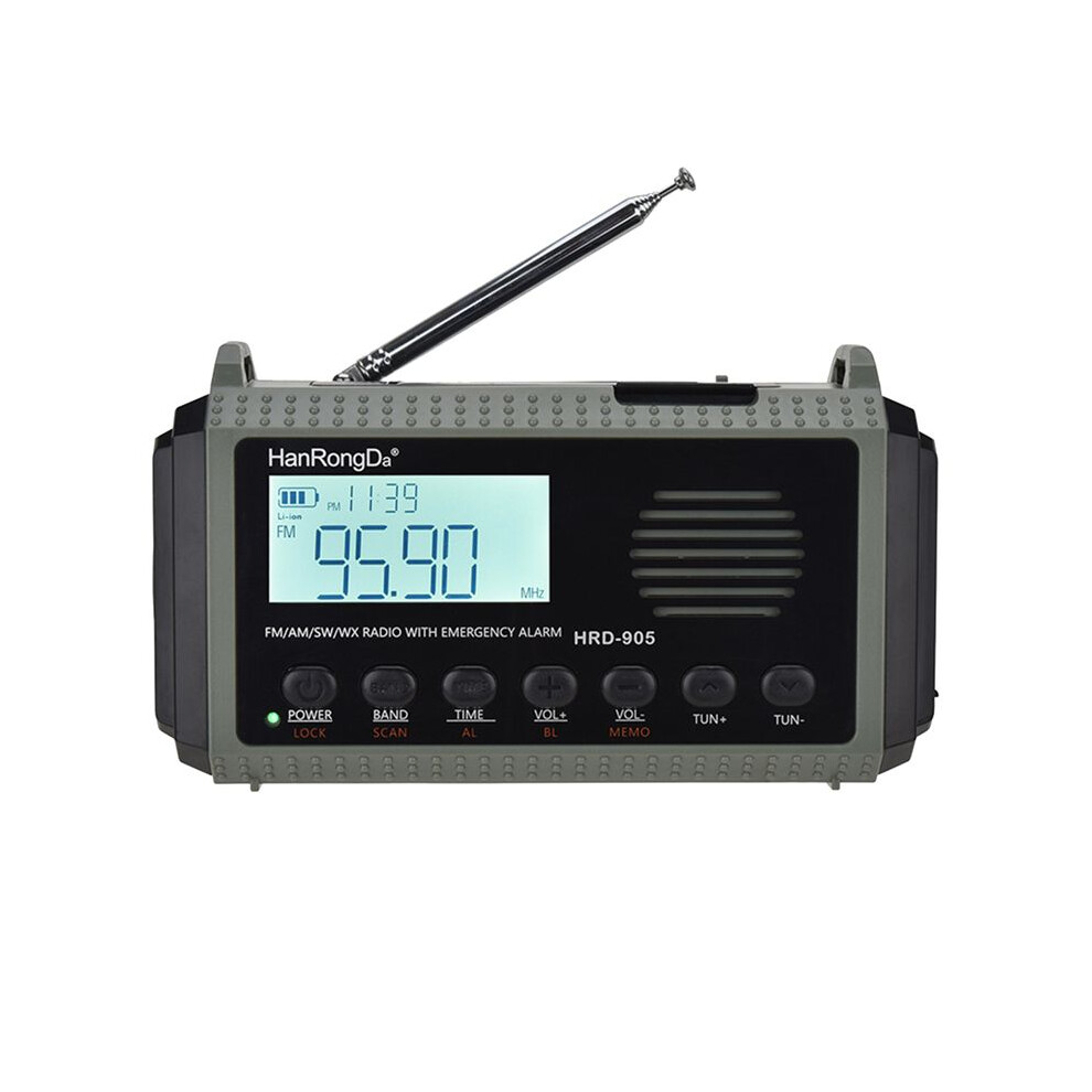 905 Fm Multiband Radio Portable Charging Bank Supporting Solar Lighting Sos Alarm-A 4853013998705