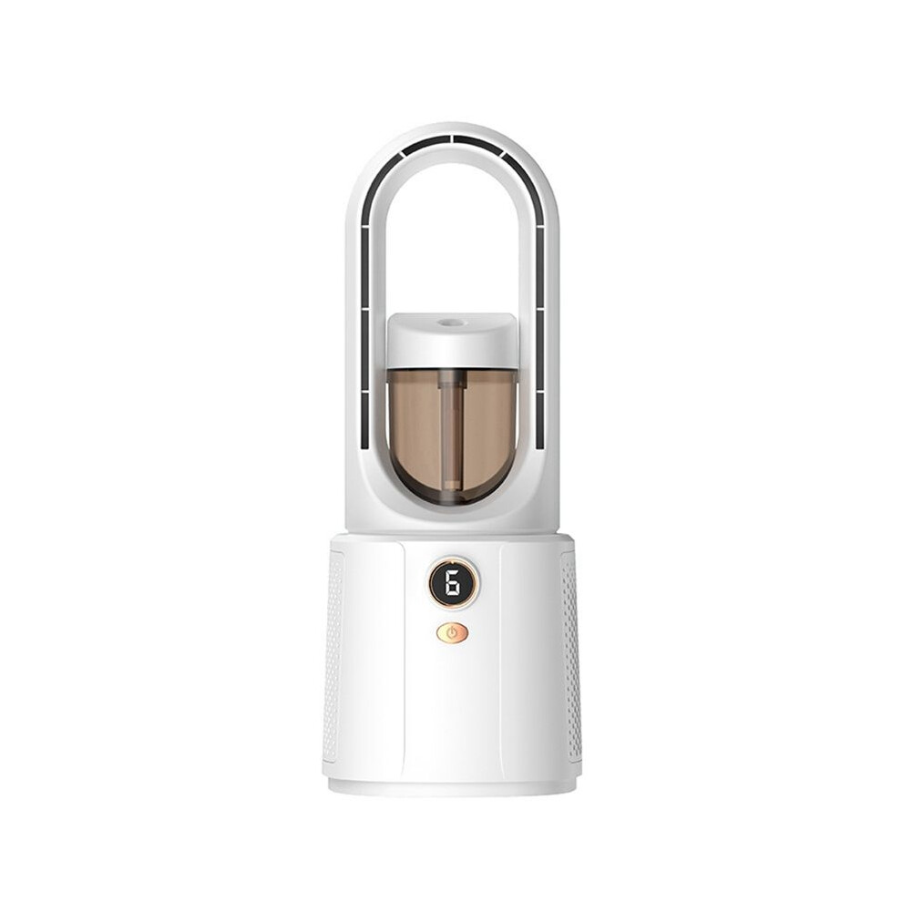 Bladeless Fan, Leafless USB Mute Desktop Bedroom Night Light Humidifying Electric Portable Fan (White)-image-OPC-PMGPNKF-NEW