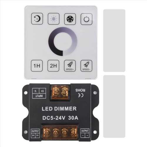 Wireless Wall- Mounted Touch Panel Dimmer Control for DC5-24V 30A Single Color LED Strip Lighting