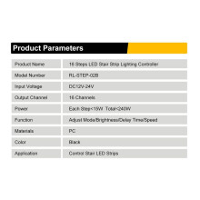Stair LED Motion Sensor Controller DC12V 24V 16Channels Indoor PIR Night Light Dimmer for Stairs Flexible Strip(A)