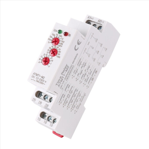 12-240VAC/DC Din Rail Type Time Delay Relay 16A/250VAC Multifunction Timer with 10 Function Choices, ATMT1-M2 1