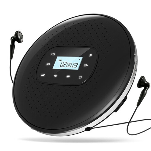 Portable CD Rechargeable Intelligent Touch Screen Player Digital Display Stereo Speaker for Student Black 1