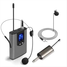 UHF Portable Wireless Headphone/Lvalier Microphone with Bodypack Transmitter and Receiver 1/4Inch Output 1 to