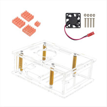 For 5 Acrylic Case Transparent with Cooling Fan Copper Aluminum Heat Sink for Pi A