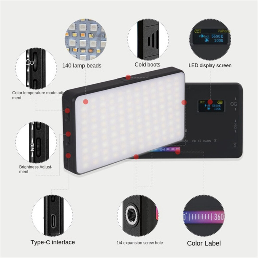 Rgb Portable Pocket Handheld Led Ing Slr Camera Vlog Photography Light 4853808612106