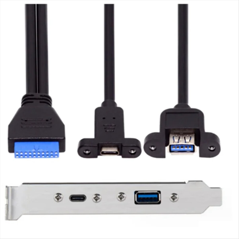 5Gbps Rear Usb 3.1 Port Expansion 20Pin To Type-C Female And 3.0 Data Cable With Bezel On Computer Chassis 4853808623393