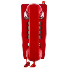 Classic Wall Phones for Landline with Mechanical Ringing, Single Line 2554 Telephone Voicemail Indicator,Red