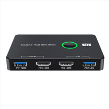 USB3.0 KVM Switch for 2 Computers Sharing Mouse Keyboard Printer to 1 HD Monitor Support 4K@60Hz