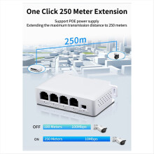 4Pcs 4 Ports 1 to 3 Port PoE Extender Passive Cascadable IEEE802.3Af 100Mbs for IP Transmission Repeater Switch NVR