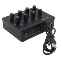 AU-404 Stereo Sound Four Multi Input Output Mixer Dual Channel Audio Music Mixing in Out