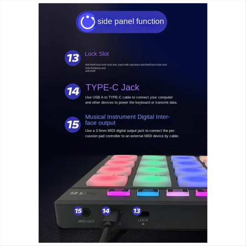 B16 MIDI Keyboard Percussion Pad - for Music Productio DJ Controller Arranger