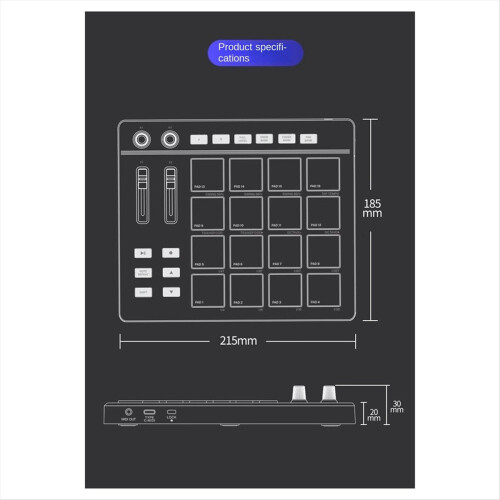 B16 MIDI Keyboard Percussion Pad - for Music Productio DJ Controller Arranger 2