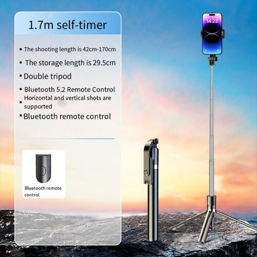 1.7M Bluetooth Selfie Stick Anti-Shake Mobile Phone Gimbal Stabilizer Foldable Monopod for Live Broadcast 2