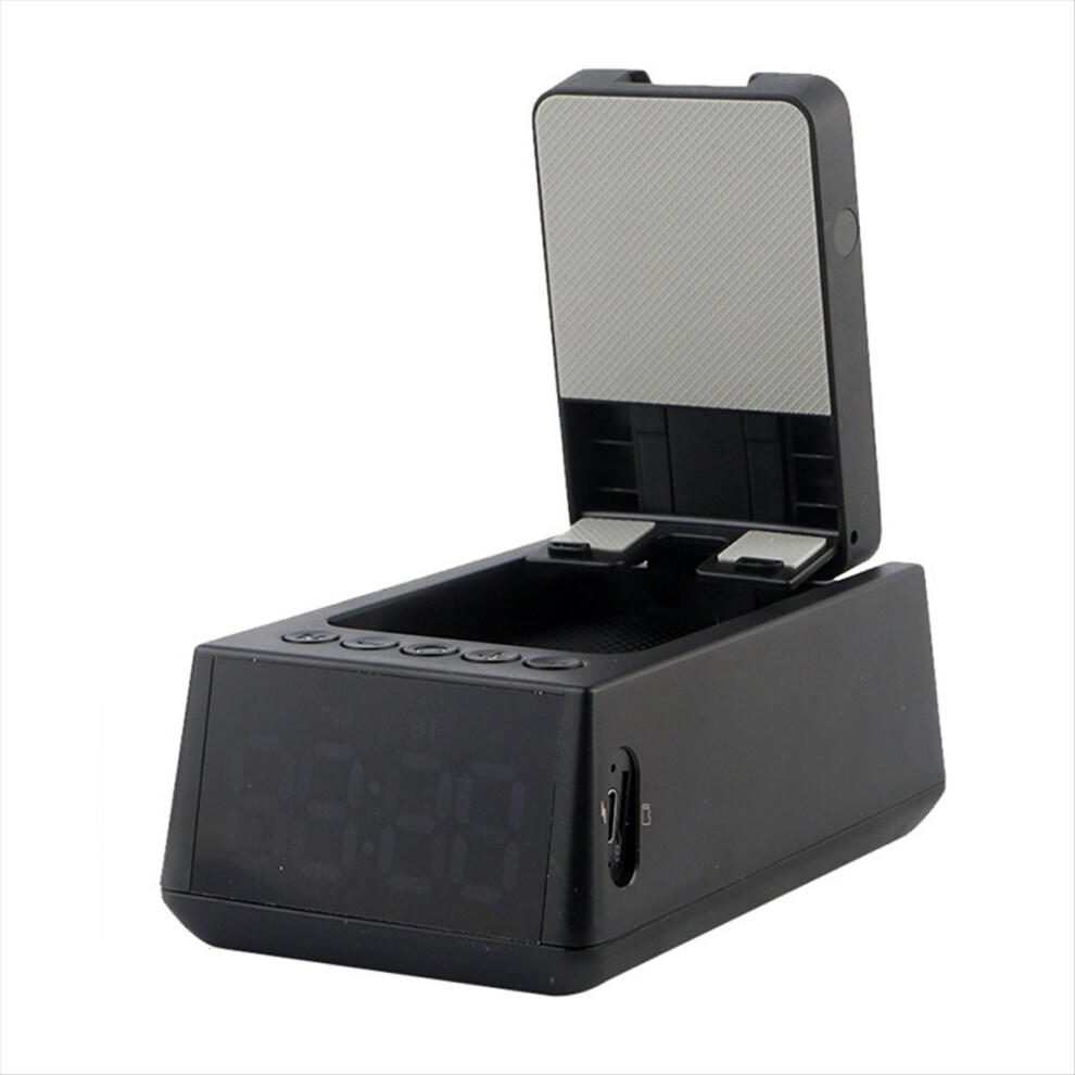 3 In 1 Wireless Bluetooth Speaker With Loud Alarm Clock Cell Phone Stand Tf Card Reader Hd Surround Sound (Black) Black 4853808645241
