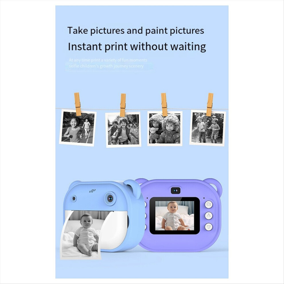 1080P Children Print Camera Dual 240MP One-Touch Printable with 2 Rolls of 57x25mm Paper Green-image-OPC-PMGPXTN-NEW
