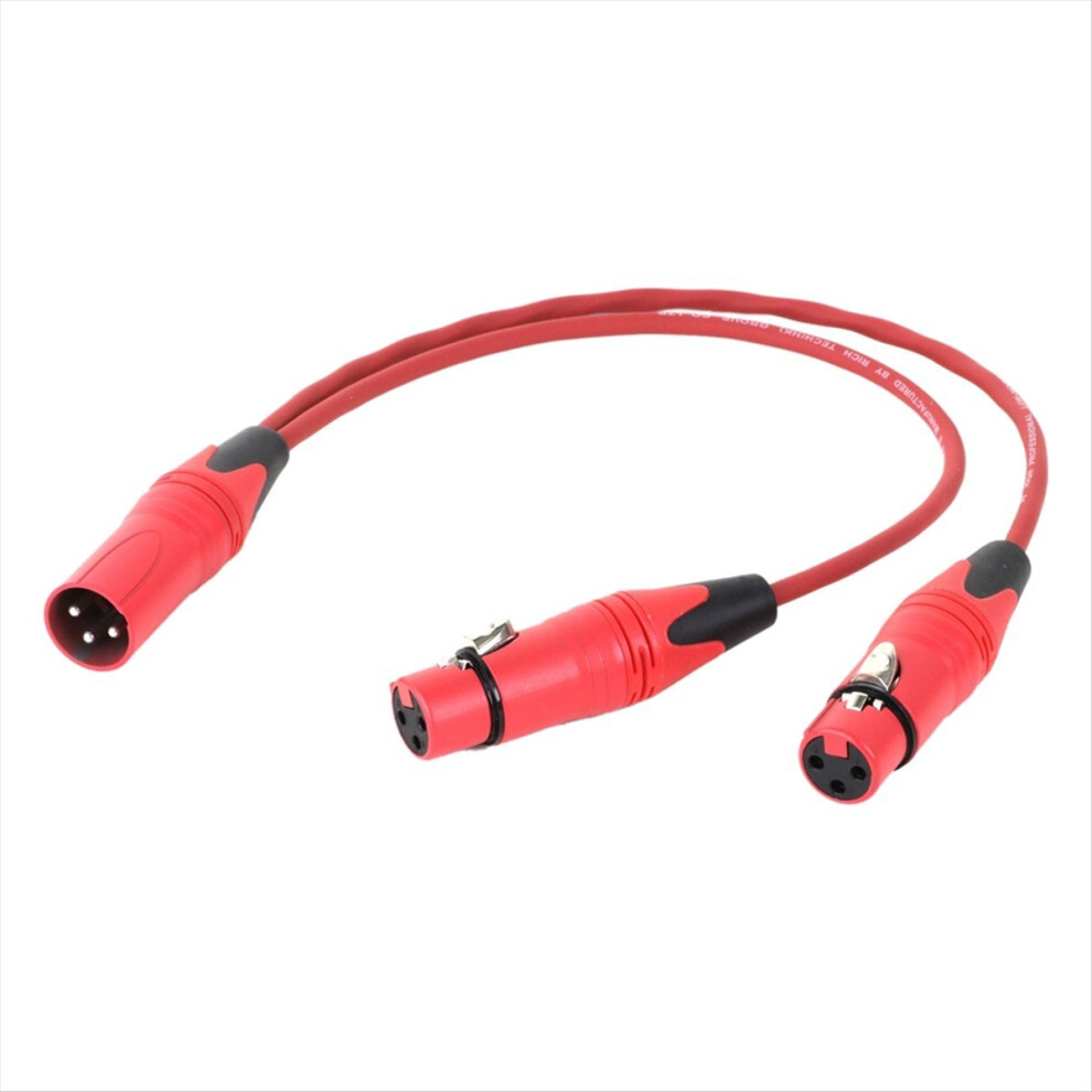 0.5M 3Pin Xlr 1 Male To 2 Female Audio Extension Cable Microphone Y Splitter Cord Line For Mixer Mic Red 4853808670496