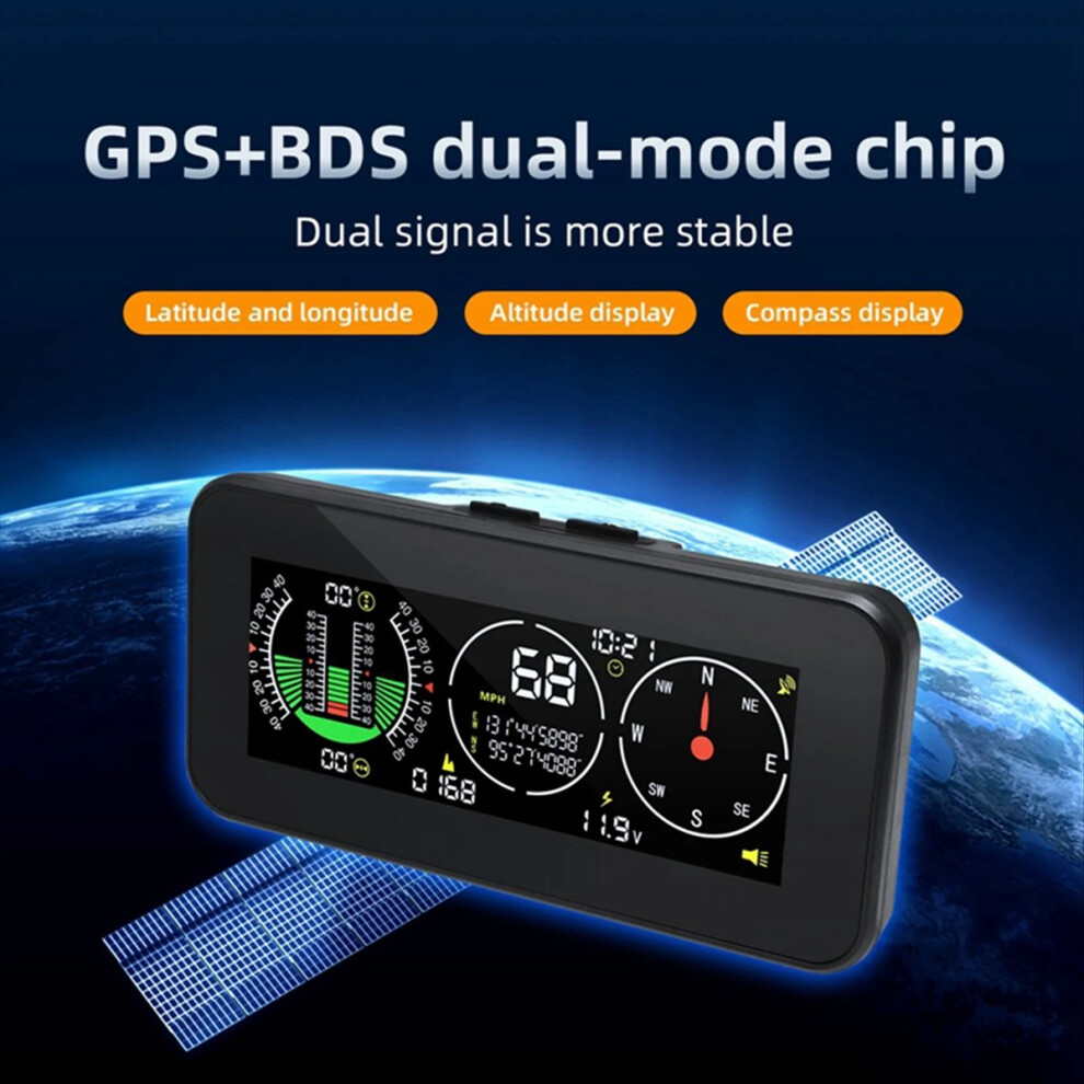 Car Hud Head Up Display Inclinometer Compass Speedometer Gps Overspeed Alarm Digital Speed Slope Meter Parts 4853808676894