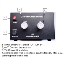 200W 1.8-54Mhz Digital SWR Meter Standing Wave Power with 4.3inch IPS Color Display for Ham Radio