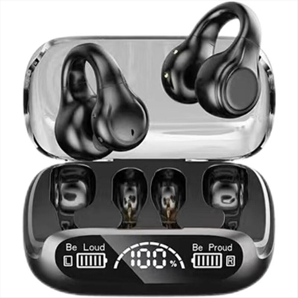 Bone Conduction Earphones Bluetooth 5.3 Wireless Fast Charging 58 Hours for Running Cycling Walking Black-image-OPC-PMGQ2FZ-NEW