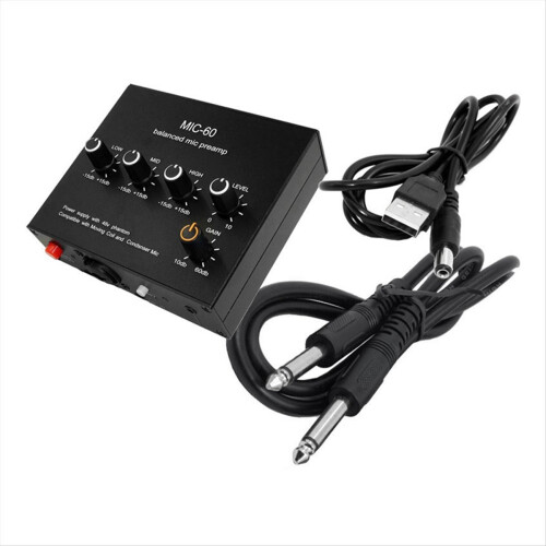 Balanced Dynamic Microphone Amplifier Music Audio MIC-60 with 48V Phantom Power 6.5mm Cable 1
